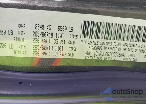 2019 Jeep Grand Cherokee Laredo E 4X4 from USA, damaged, VIN 1C4RJFAG7KC546041